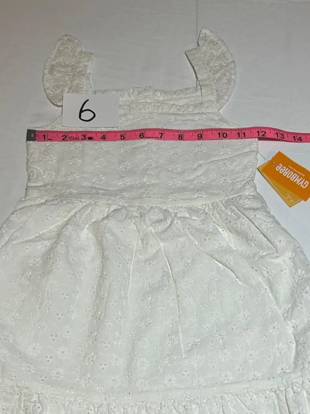 Gymboree Girls White Bunny's Tail Sleeveless Eyelit Flutter Dress Prairie Fields